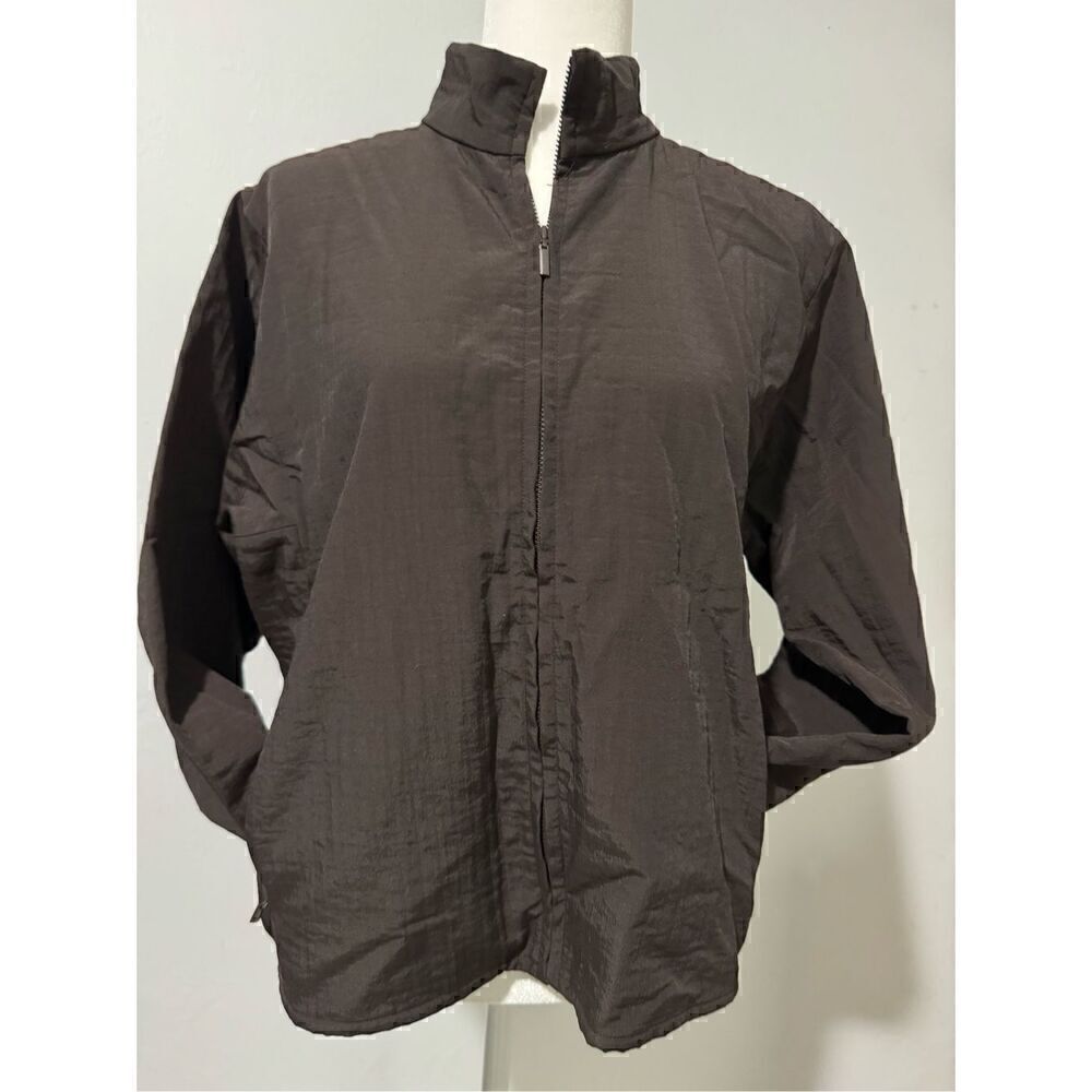 Eileen Fisher brown zip front jacket PL